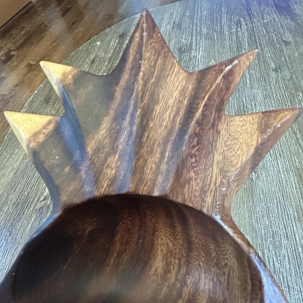 Vintage Kamani Wood Pineapple Divided Serving Tray Philippines 15